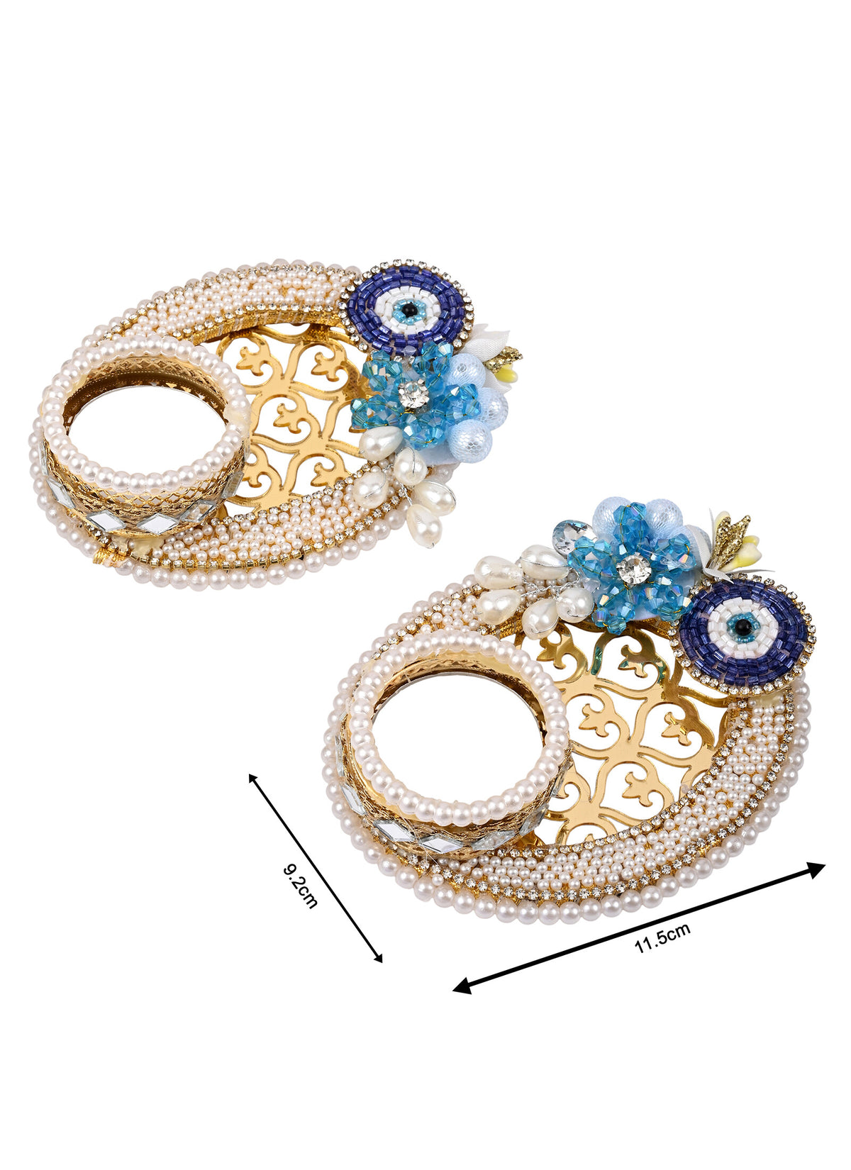 Madhoor Evil Eye Tealight Holder Blue White Set of 2