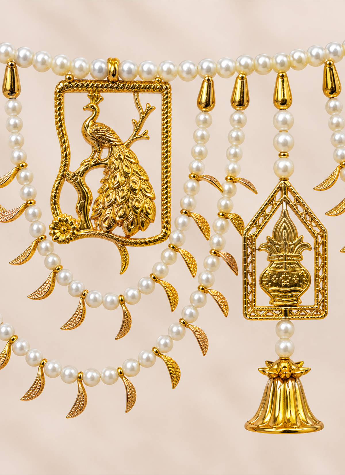 Madhoor Pearl Bell Toran Gold-Tone White 1 Piece