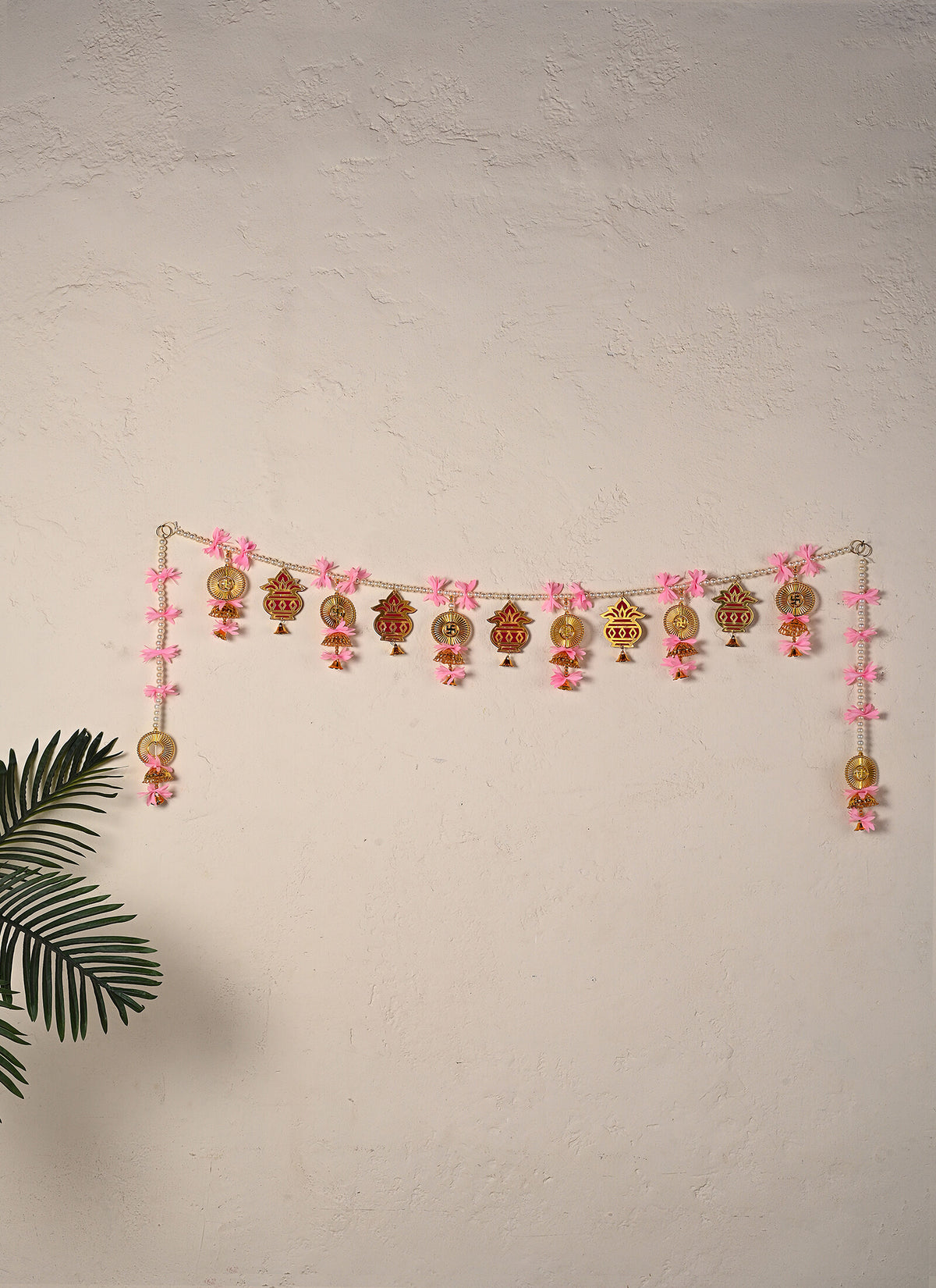 Madhoor Pearl Kalash Toran Gold-Tone White Pink 1 Set