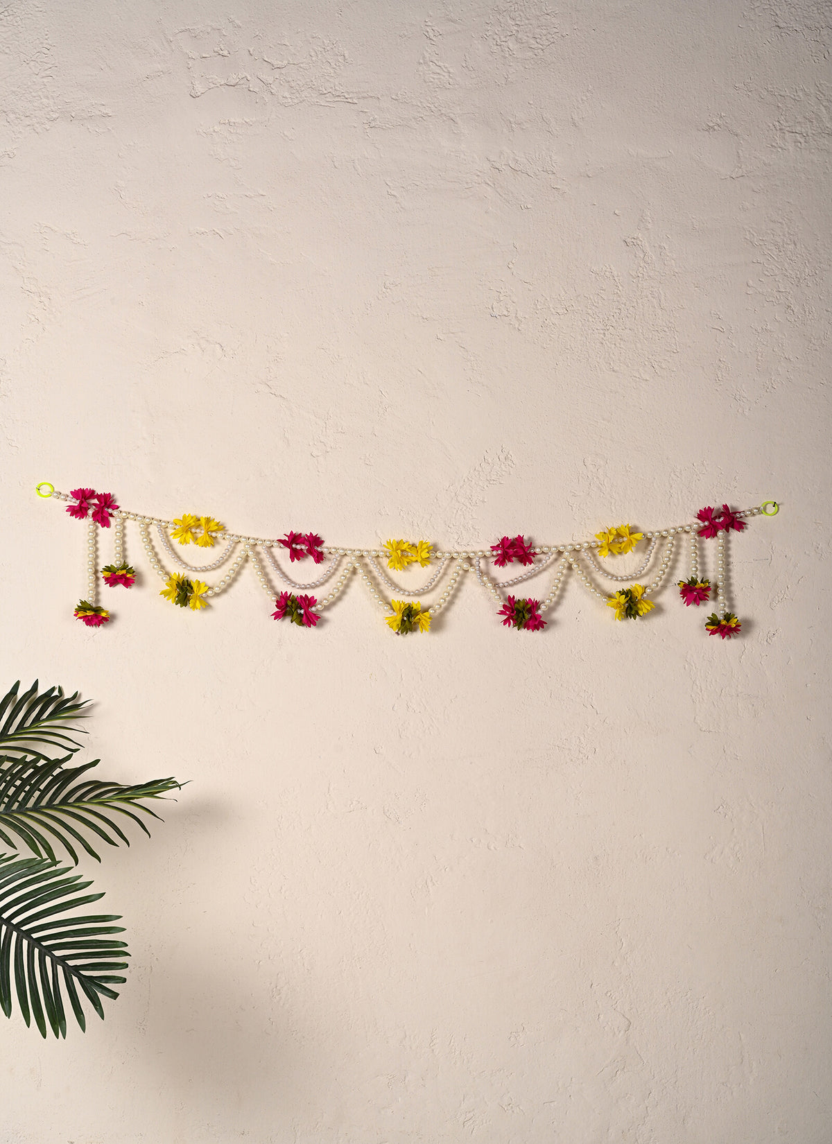 Madhoor Marigold Beads Toran Yellow Rani Pink 3 Feet 1 Piece