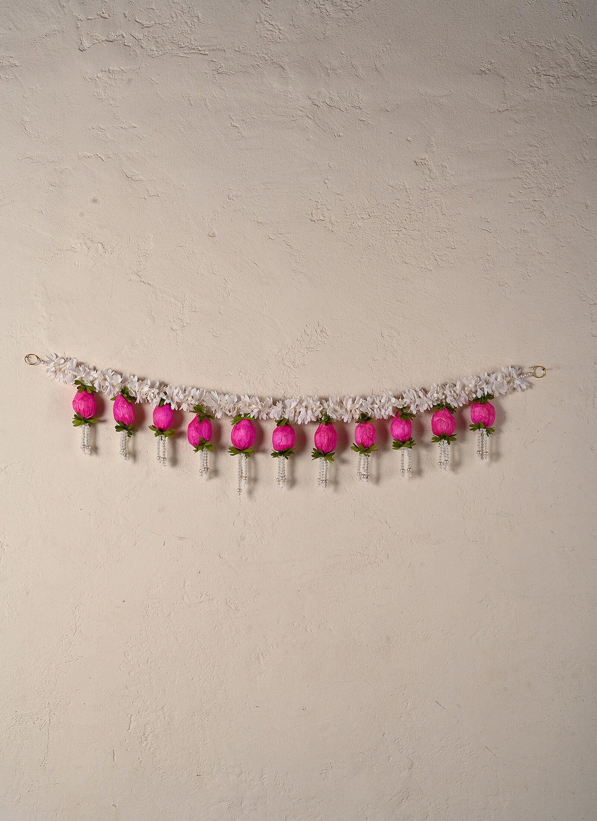 Madhoor Pearl Lotus Toran Pink White Green 1 Piece