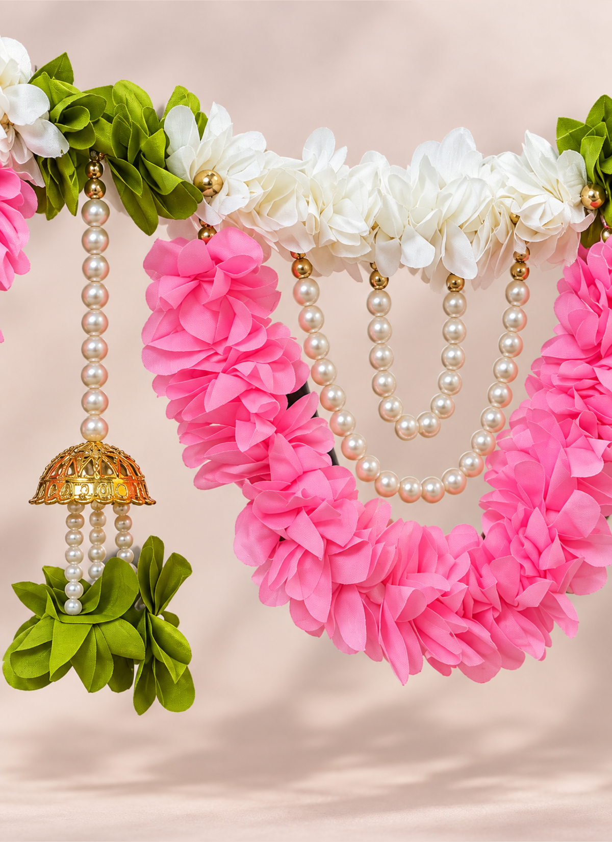 Madhoor Pearl Floral Toran Pink White Green 1 Piece
