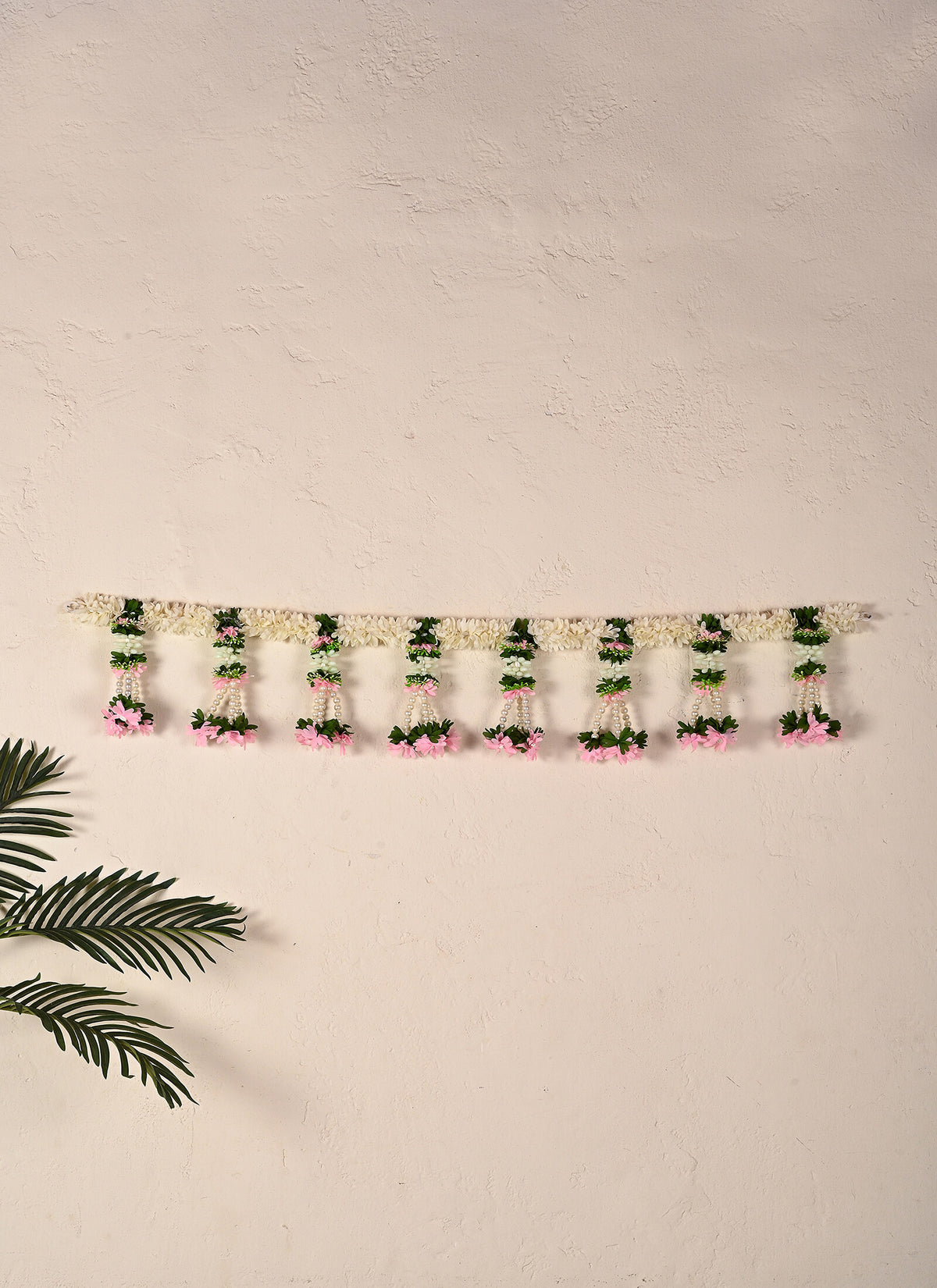Madhoor Floral Tassel Toran White Green Pink 3 Feet