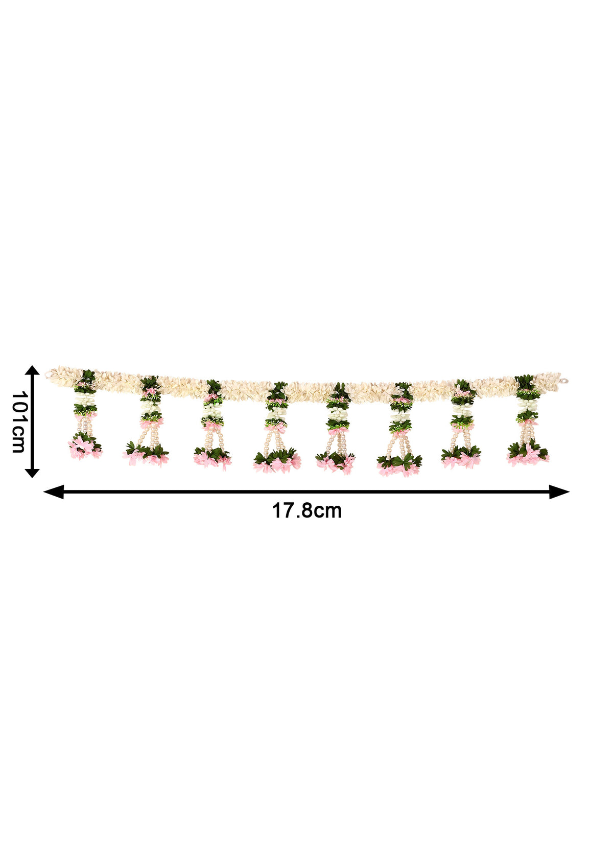 Madhoor Floral Tassel Toran White Green Pink 3 Feet