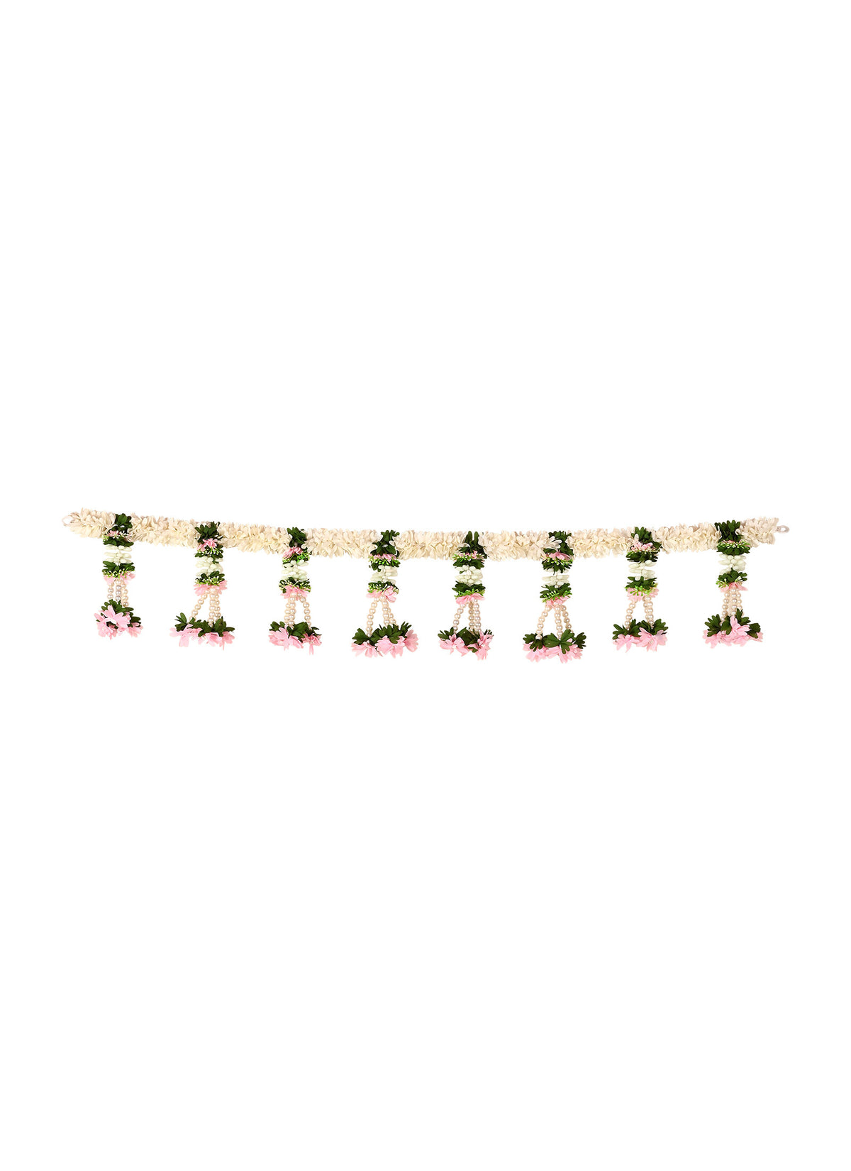 Madhoor Floral Tassel Toran White Green Pink 3 Feet