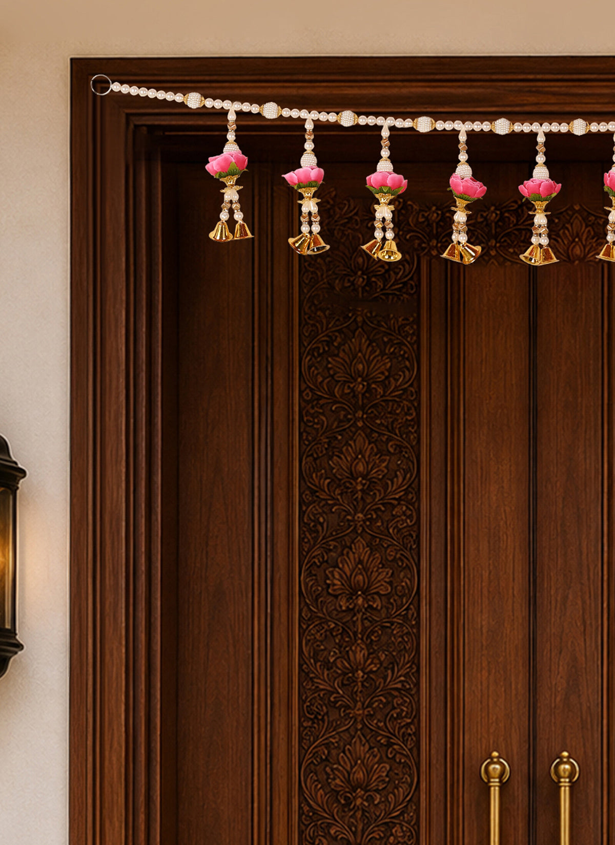 Madhoor Pearl Bell Toran Pink 1 Piece