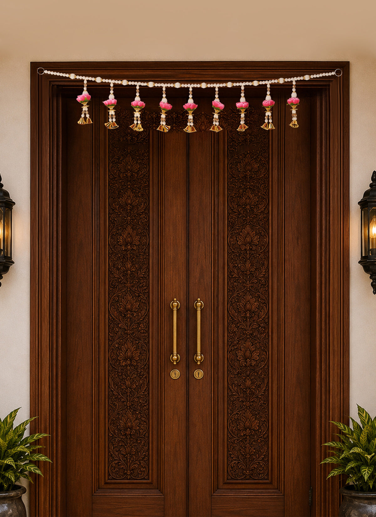 Madhoor Pearl Bell Toran Pink 1 Piece