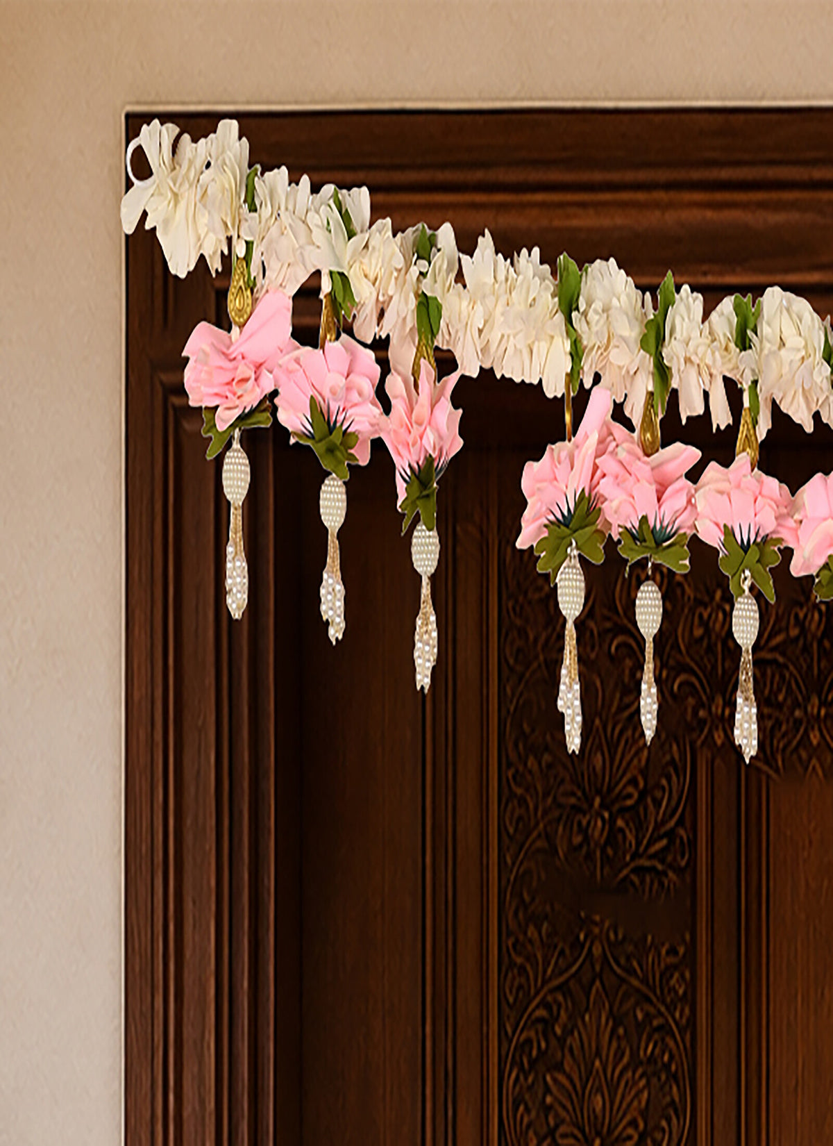 Madhoor Pearl Tassel Toran Baby Pink 3 Feet
