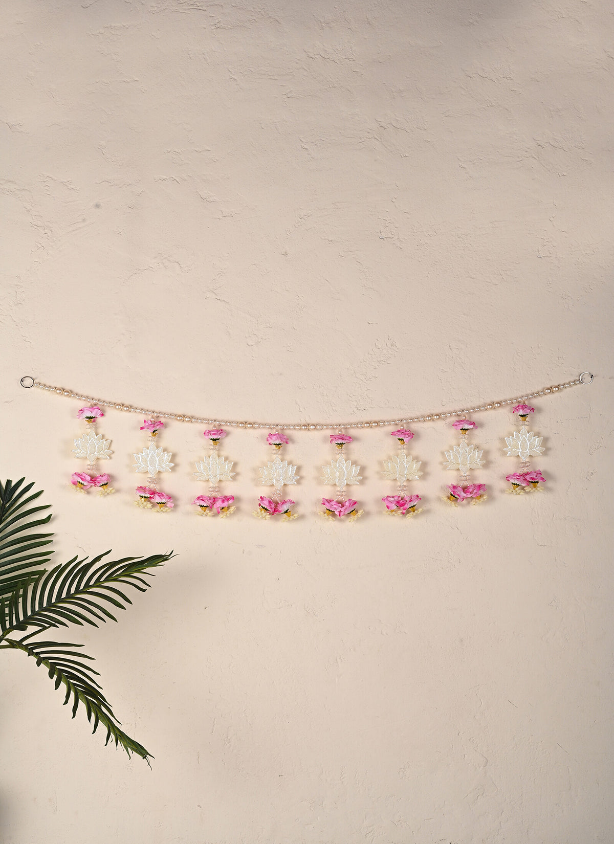 Madhoor Pearl Lotus Toran White Pink 3 Feet