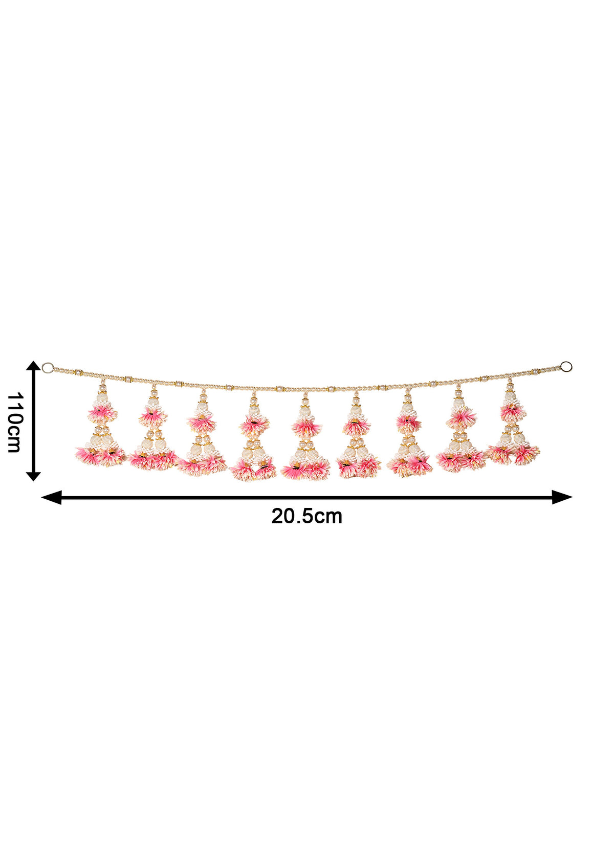 Madhoor Jasmine Tassel Toran White Pink 1 Piece