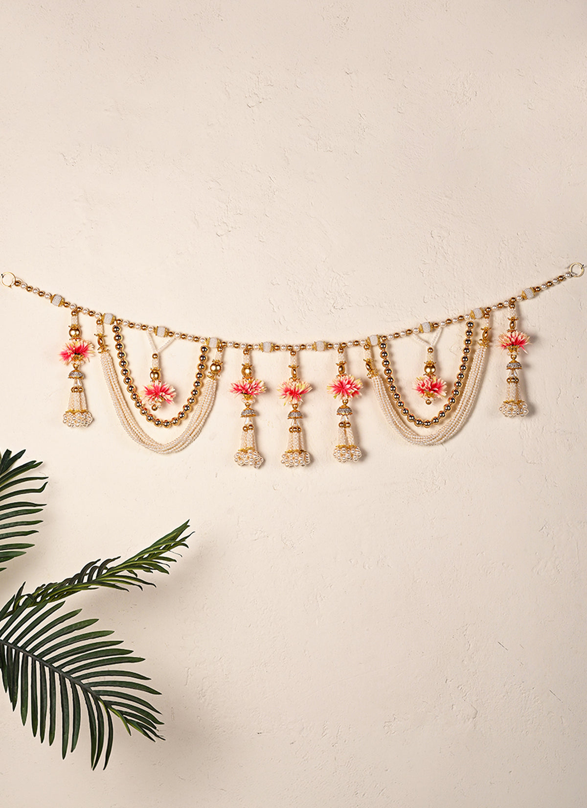 Madhoor Pearl Toran Peach Pink 3 Feet