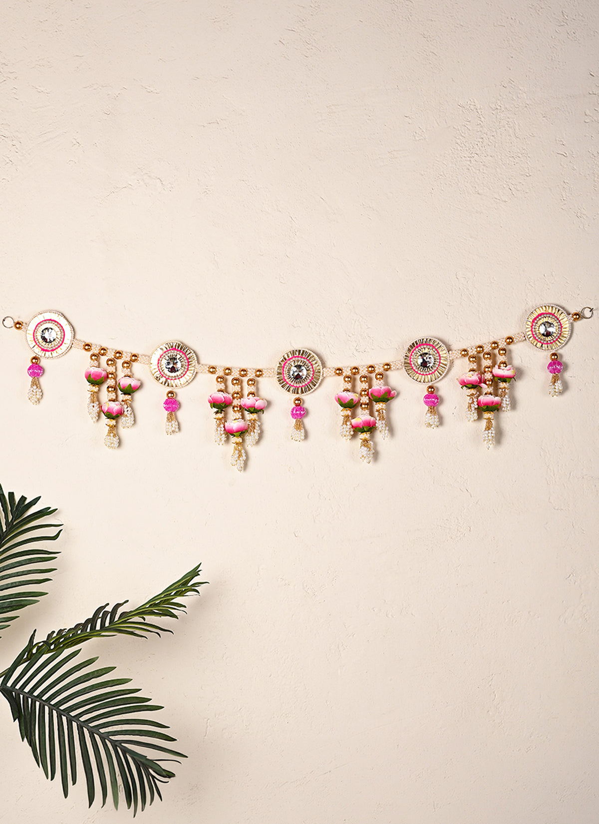 Madhoor Lotus Tassel Toran Peach Rani Pink 3 Feet