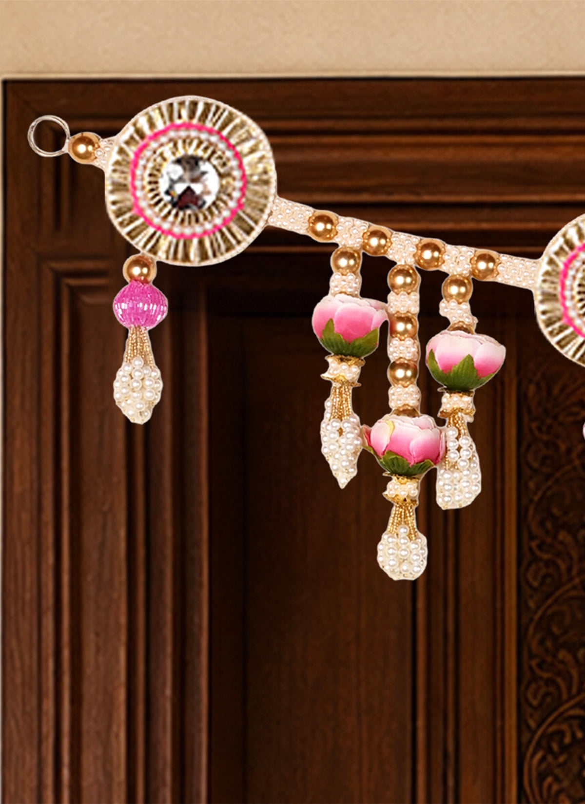 Madhoor Lotus Tassel Toran Peach Rani Pink 3 Feet