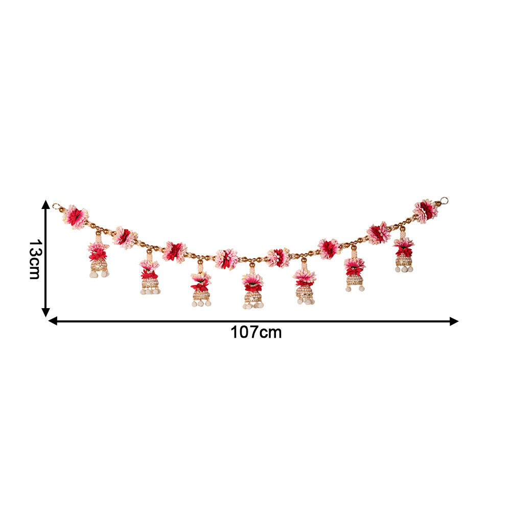 Madhoor Blossom Jhumka Toran Pink Red 3 Feet