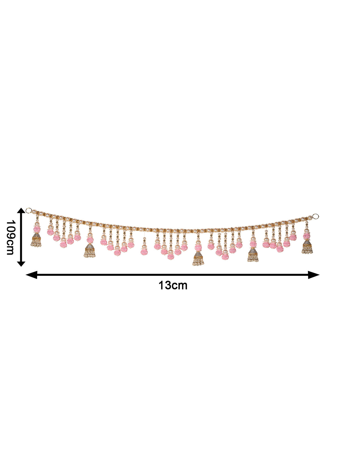 Madhoor Bead Tassel Toran White Pink 1 Piece