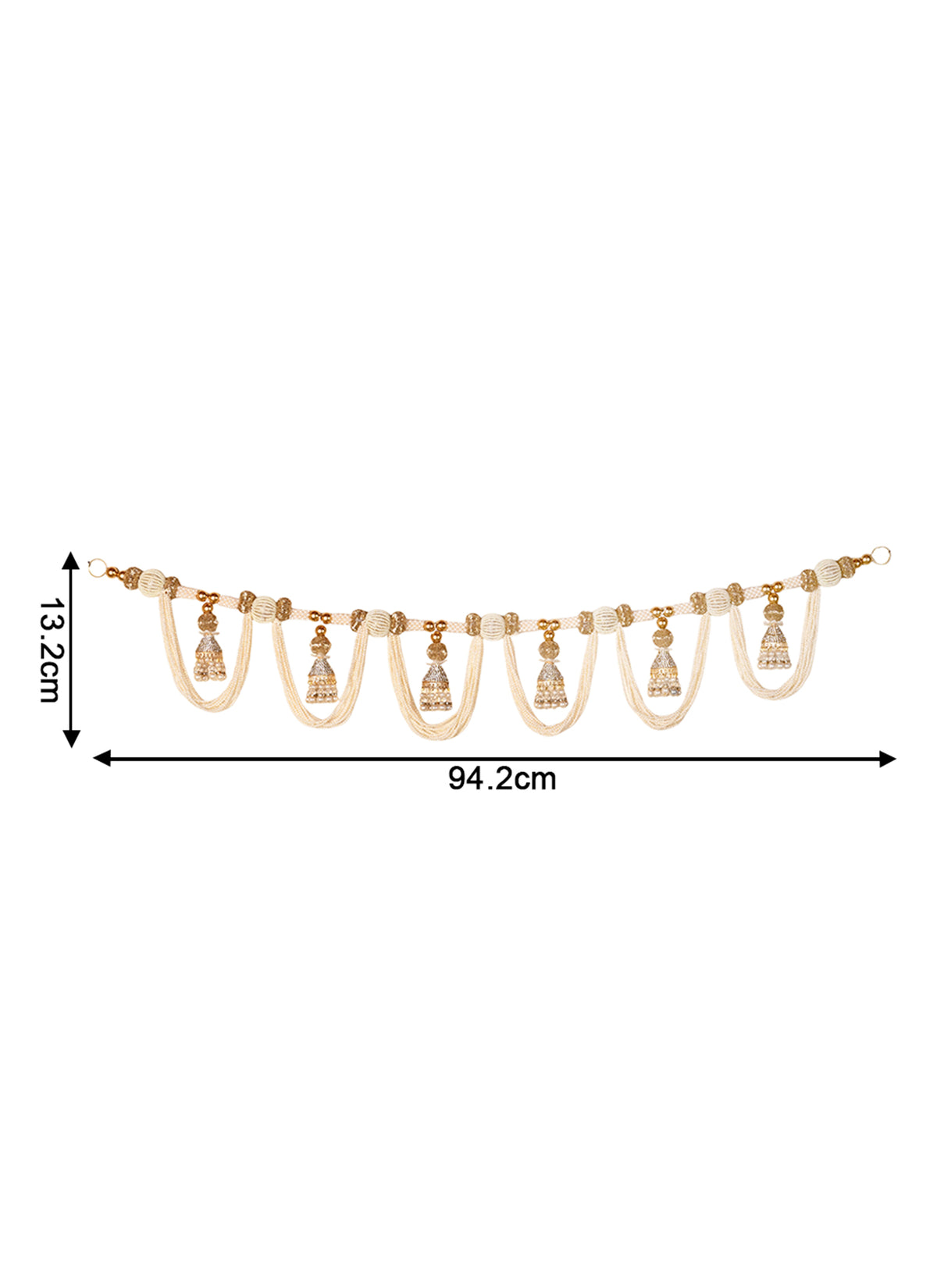 Madhoor Layered Jhumka Toran White Gold-Tone 3 Feet