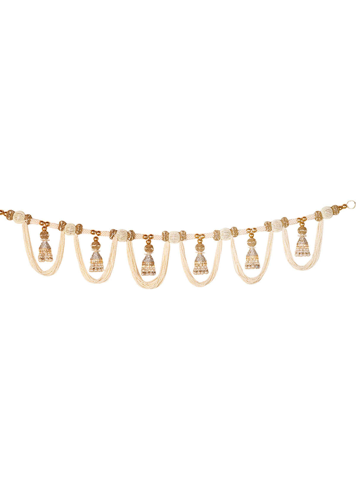 Madhoor Layered Jhumka Toran White Gold-Tone 3 Feet