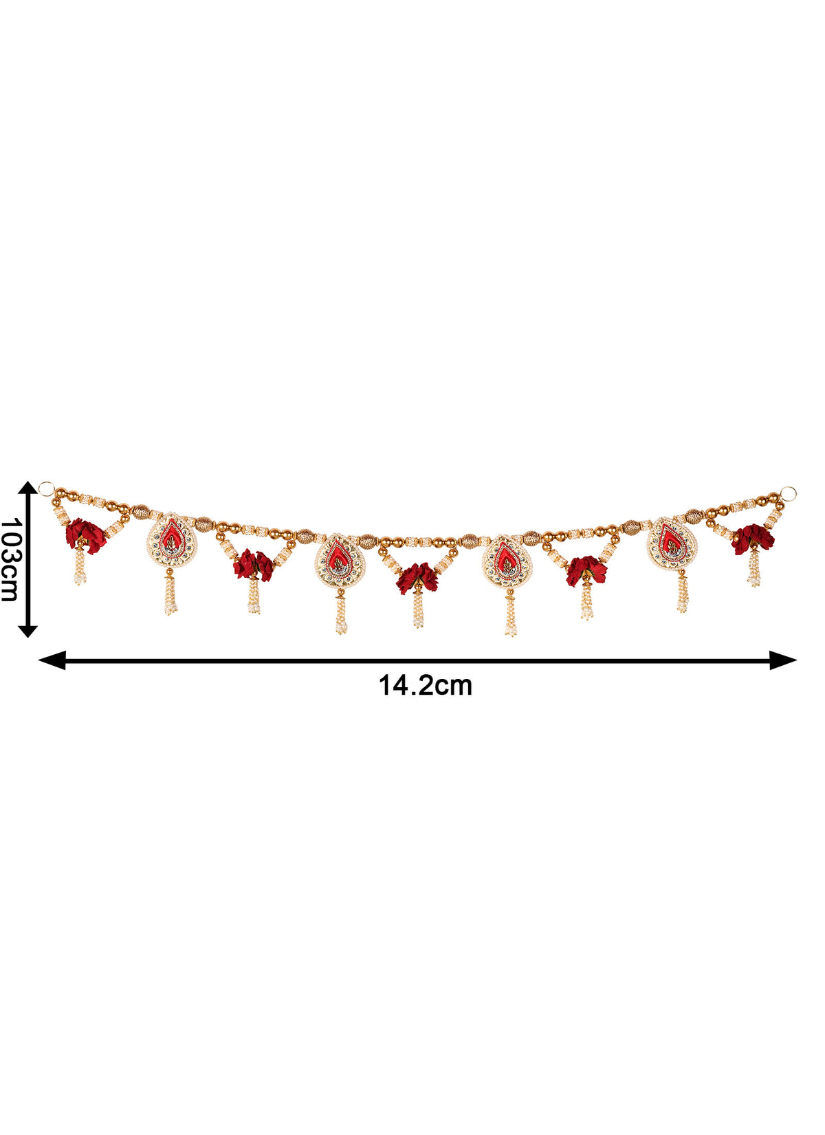 Madhoor Pearl Leaf Toran Red Rani Pink 1 Piece