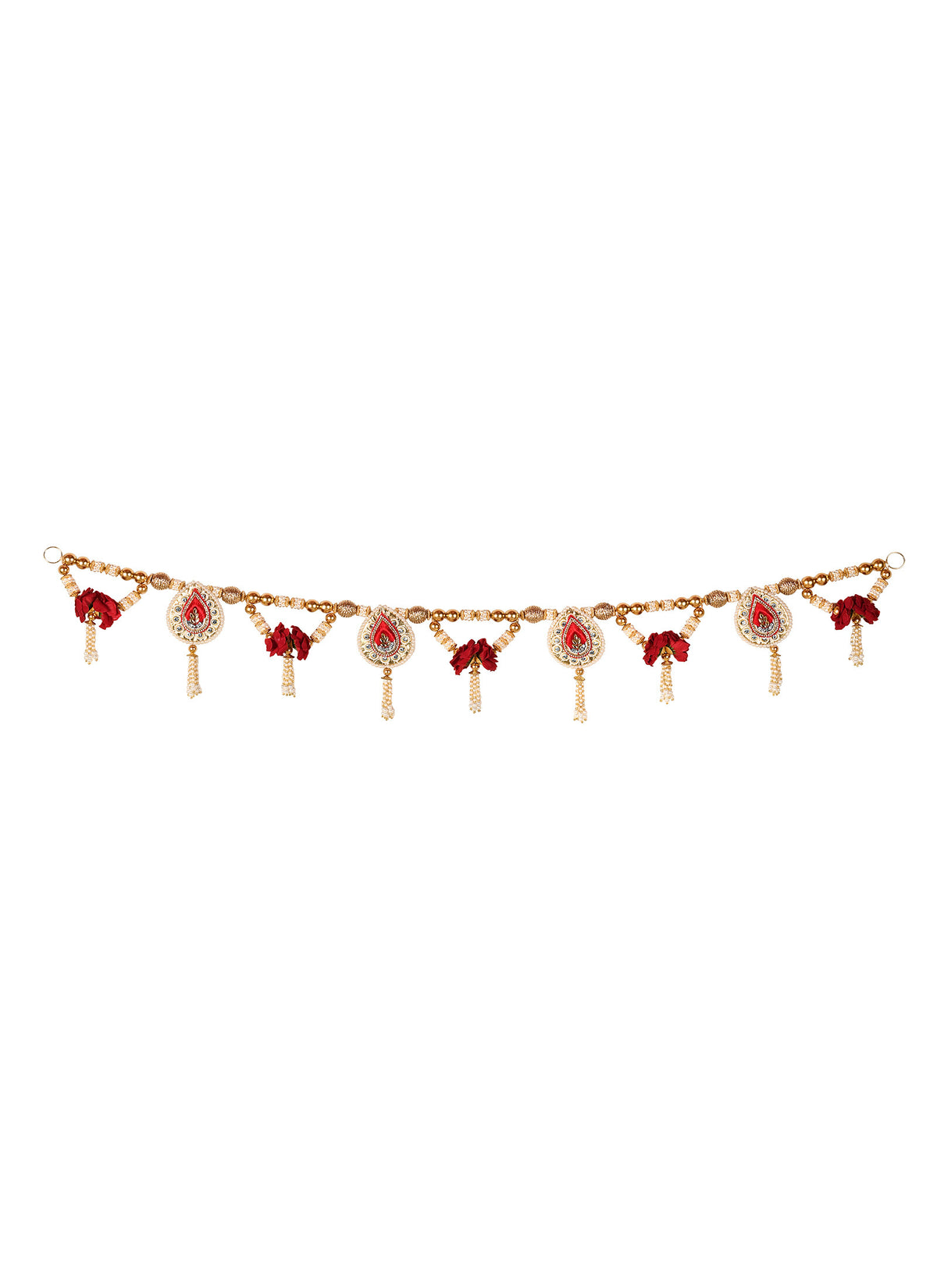 Madhoor Pearl Leaf Toran Red Rani Pink 1 Piece