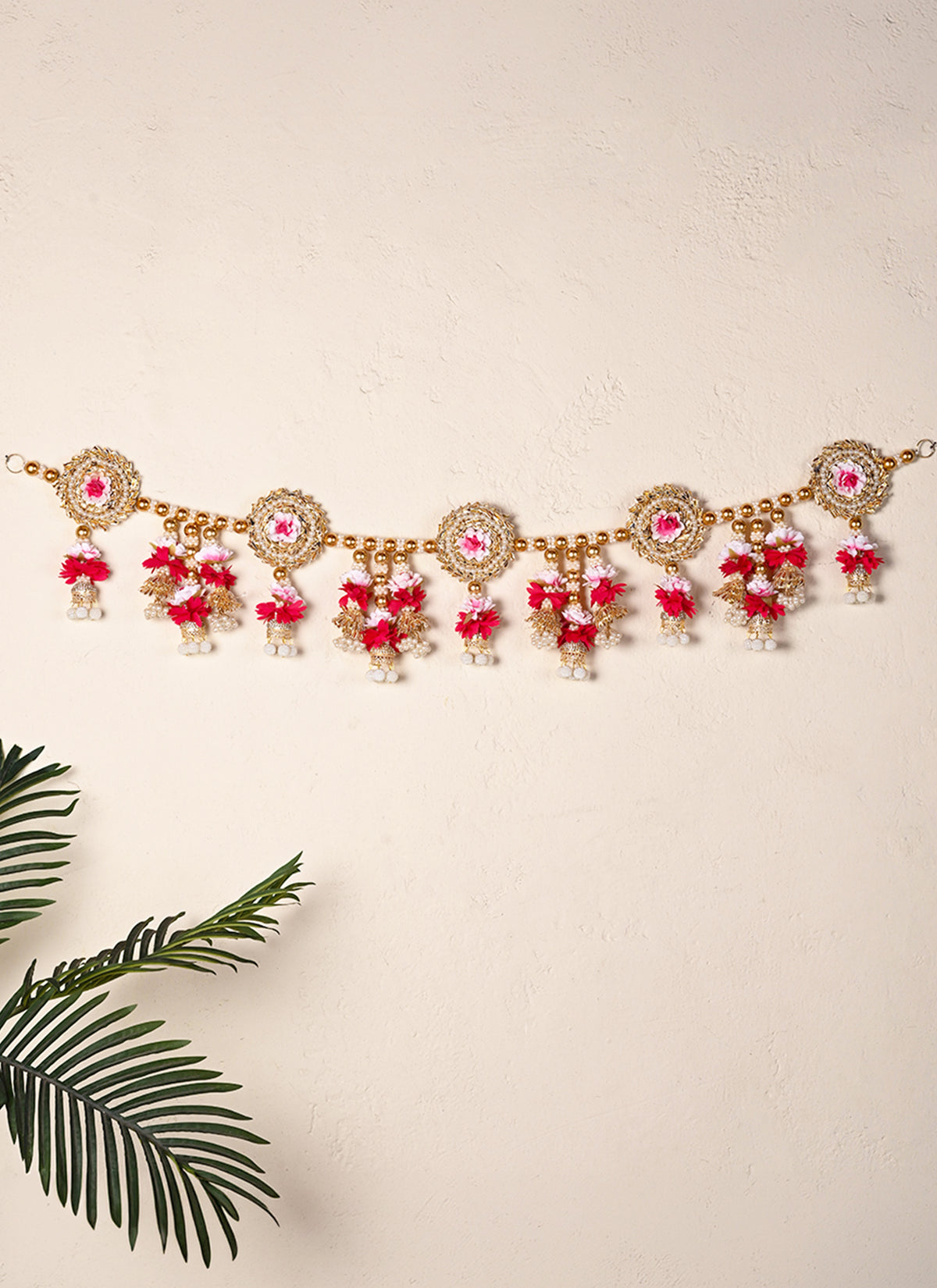 Madhoor Pearl Jhumka Toran Red White 3 Feet