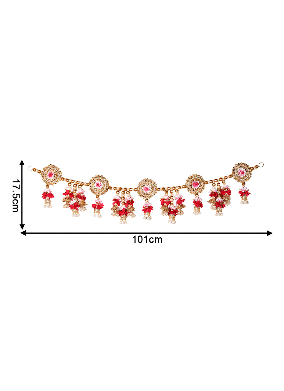 Madhoor Pearl Jhumka Toran Red White 3 Feet
