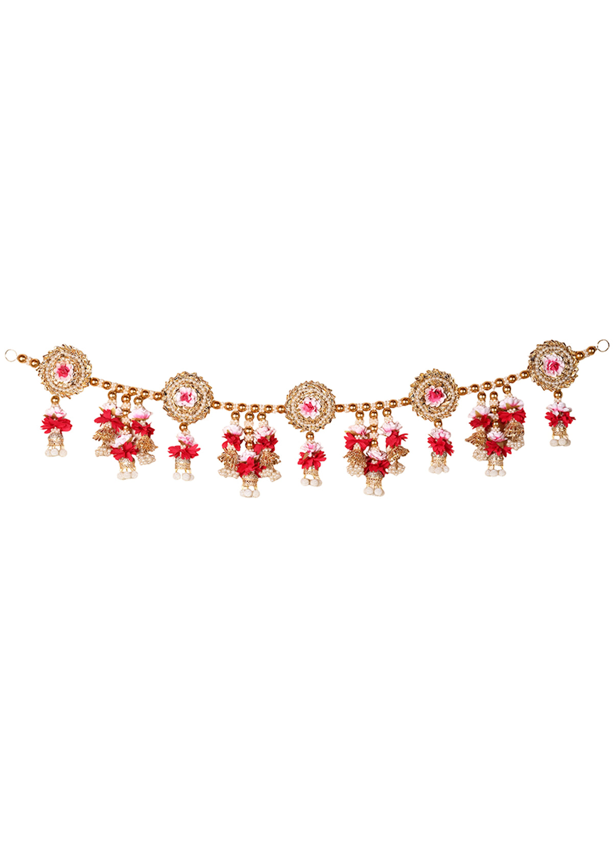 Madhoor Pearl Jhumka Toran Red White 3 Feet