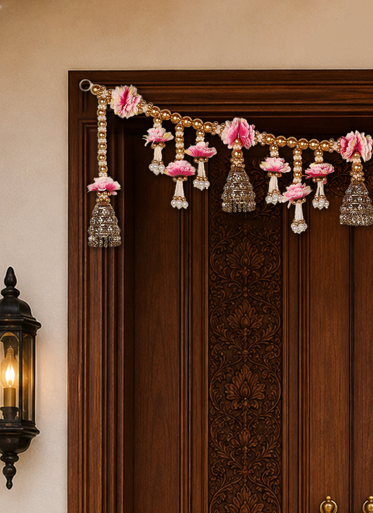 Madhoor Flower Bell Toran Pink 1 Piece