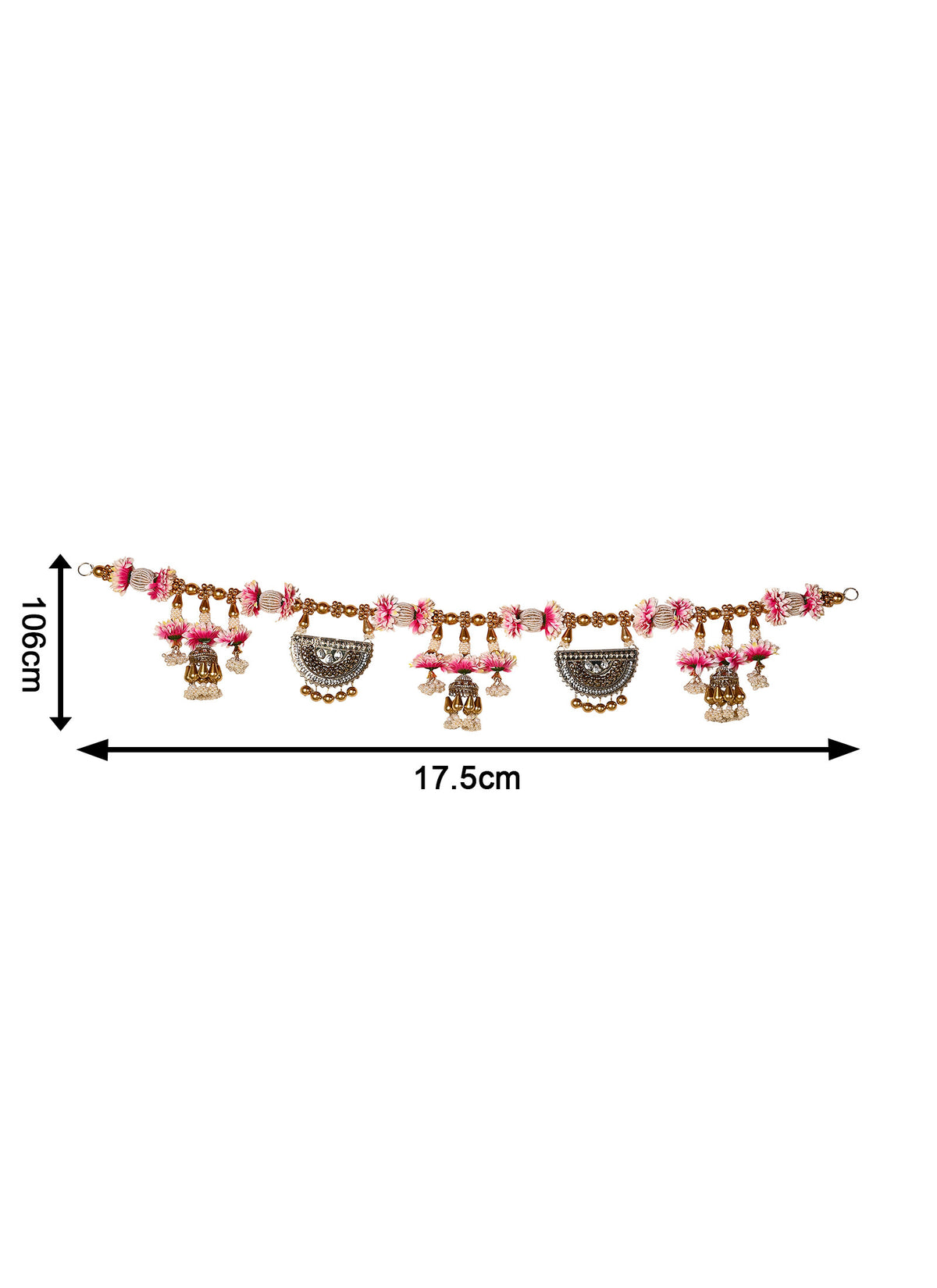 Madhoor Crystal Flower Toran White Pink 1 Piece