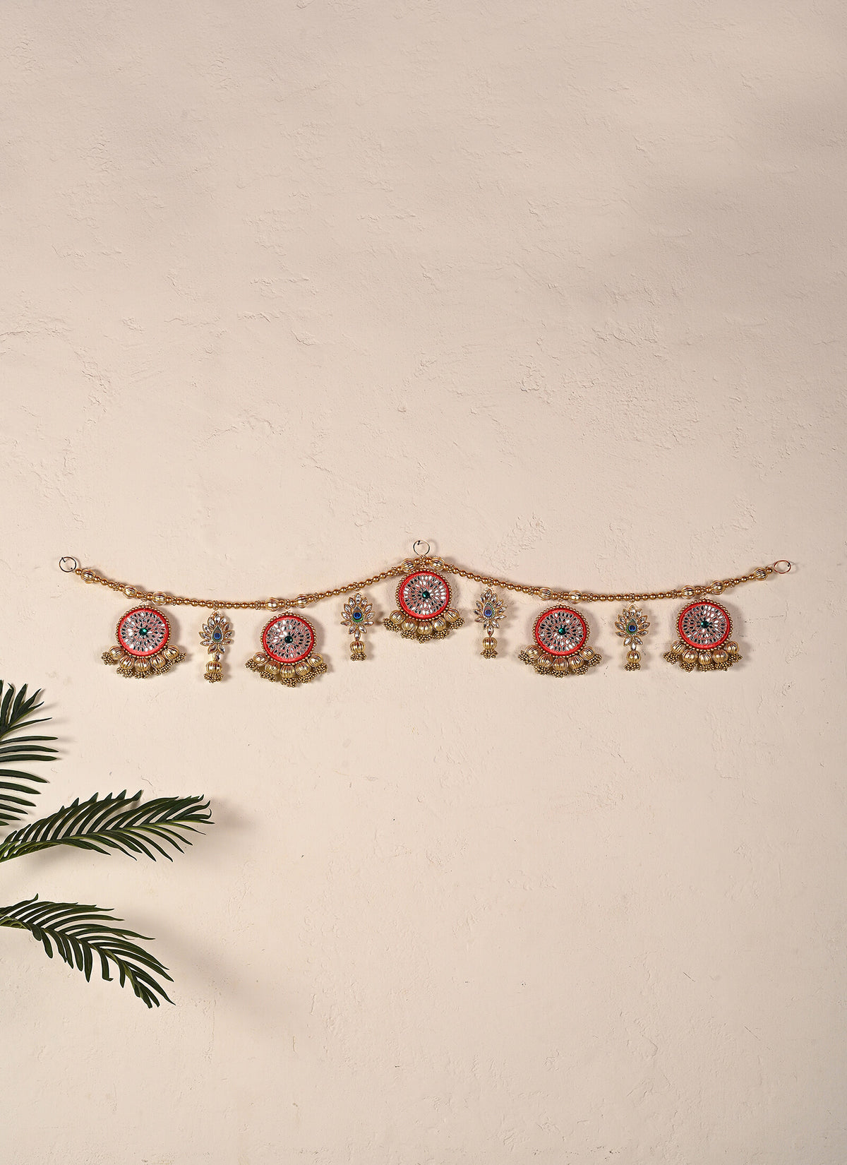 Madhoor Crystal Peacock Toran Gold-Tone Rani Pink 1 Piece