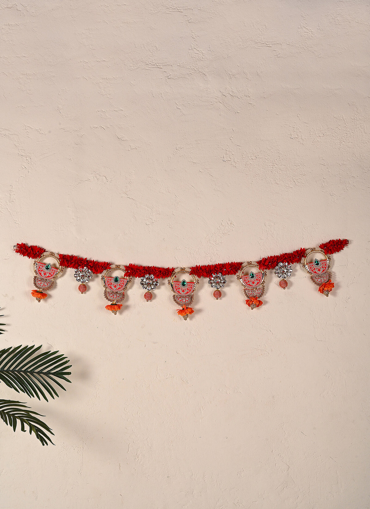 Madhoor Crystal Ball Toran Rani Pink Orange 1 Piece