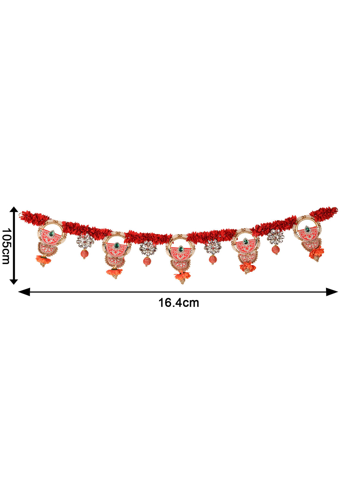 Madhoor Crystal Ball Toran Rani Pink Orange 1 Piece