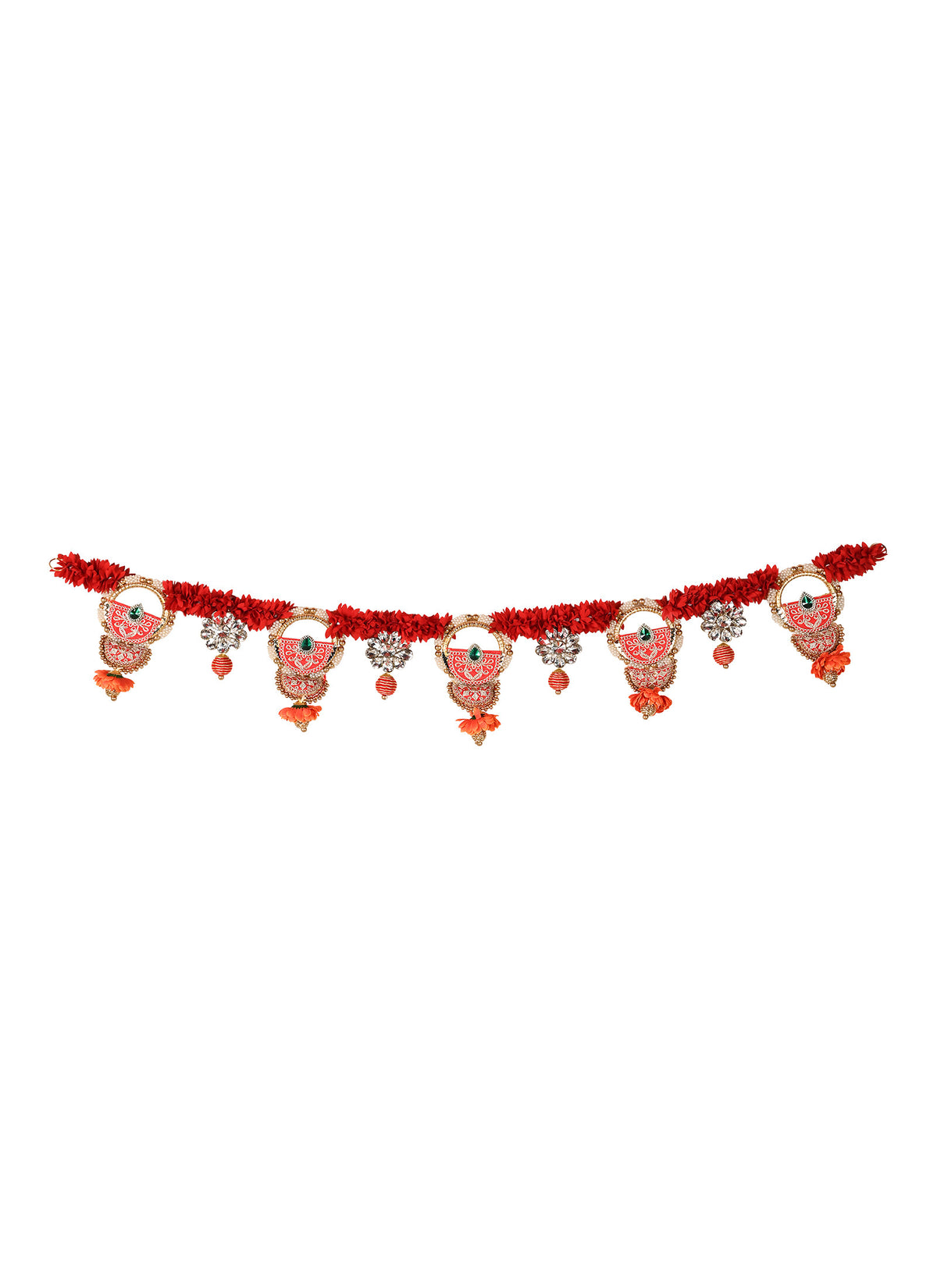 Madhoor Crystal Ball Toran Rani Pink Orange 1 Piece
