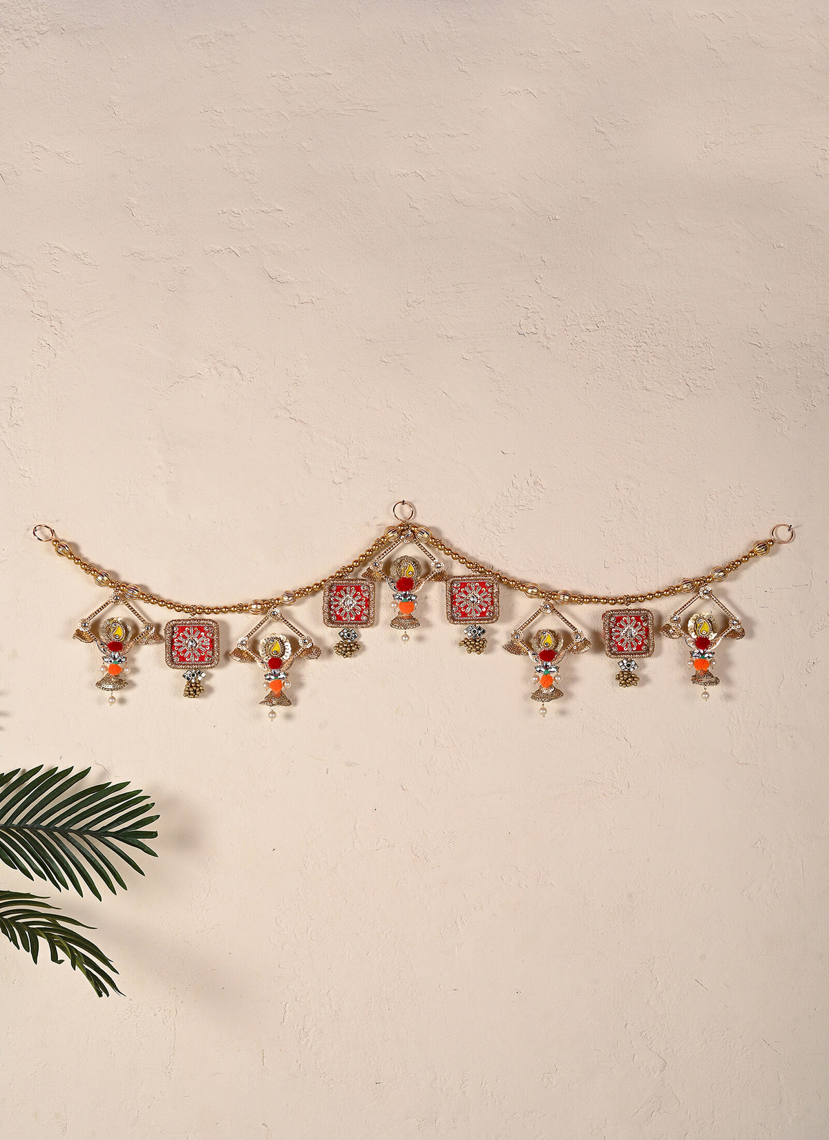 Madhoor Zardozi Jhumka Toran Pink Orange Green 1 Piece