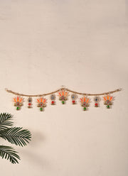 Madhoor Crystal Lotus Toran Orange Pink Green 1 Piece
