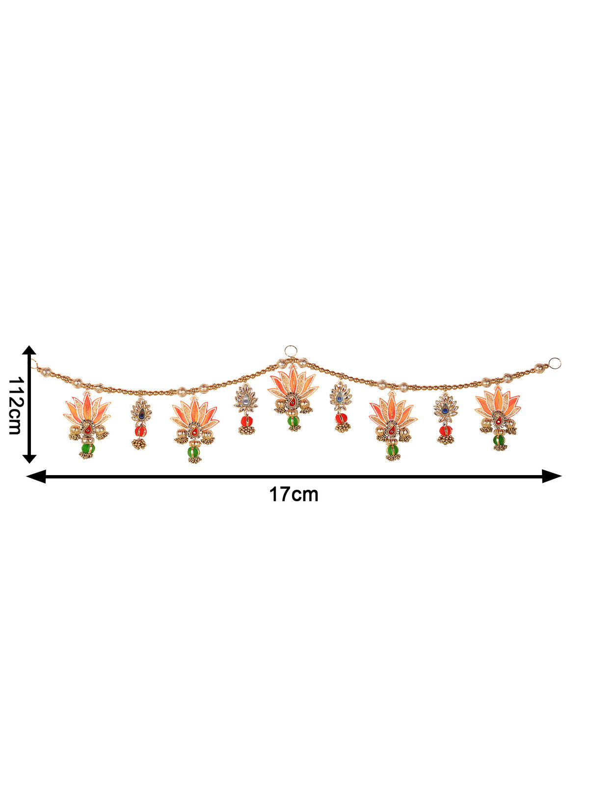 Madhoor Crystal Lotus Toran Orange Pink Green 1 Piece