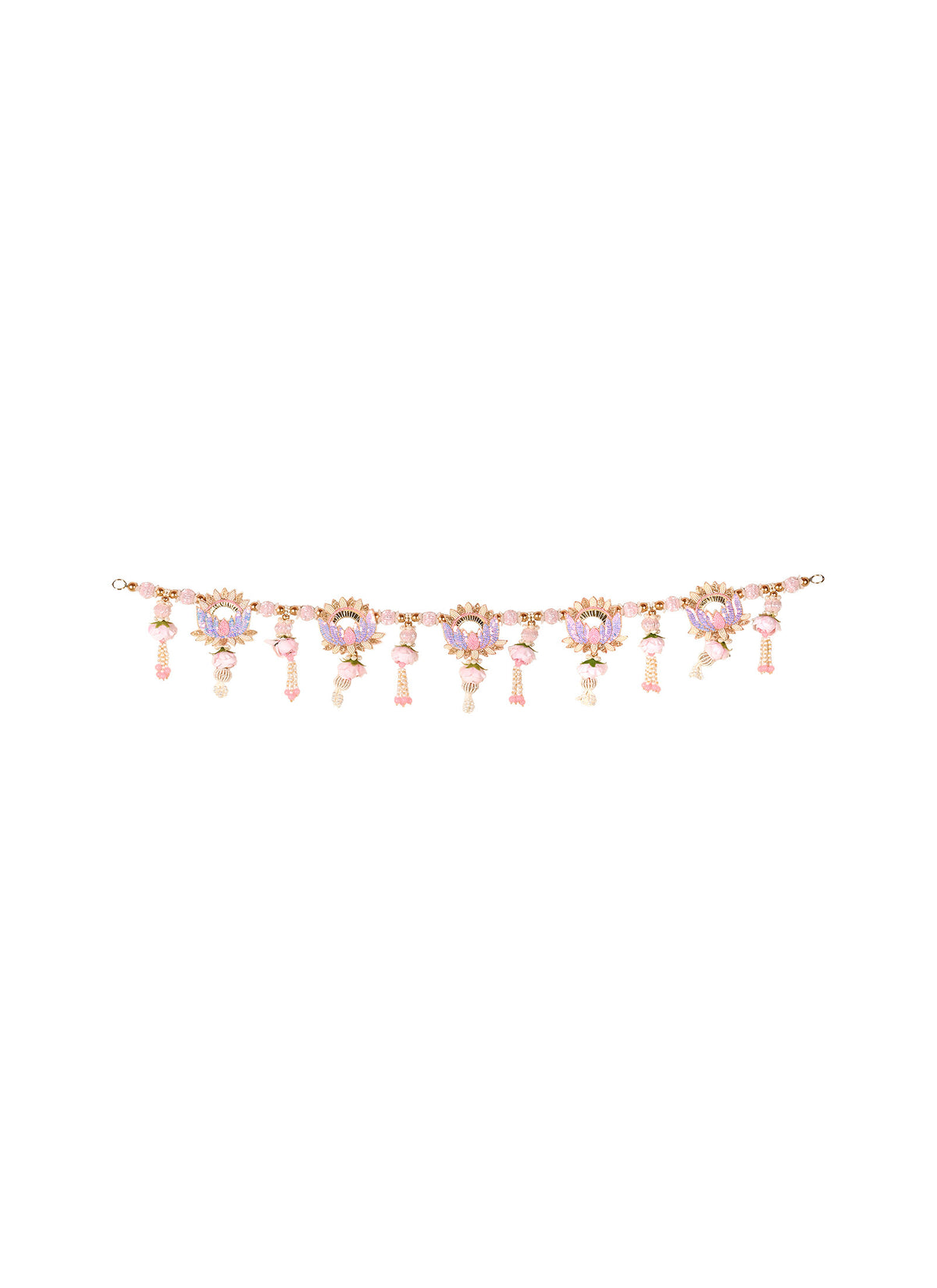 Madhoor Pearl Lotus Toran Purple Pink 3 Feet