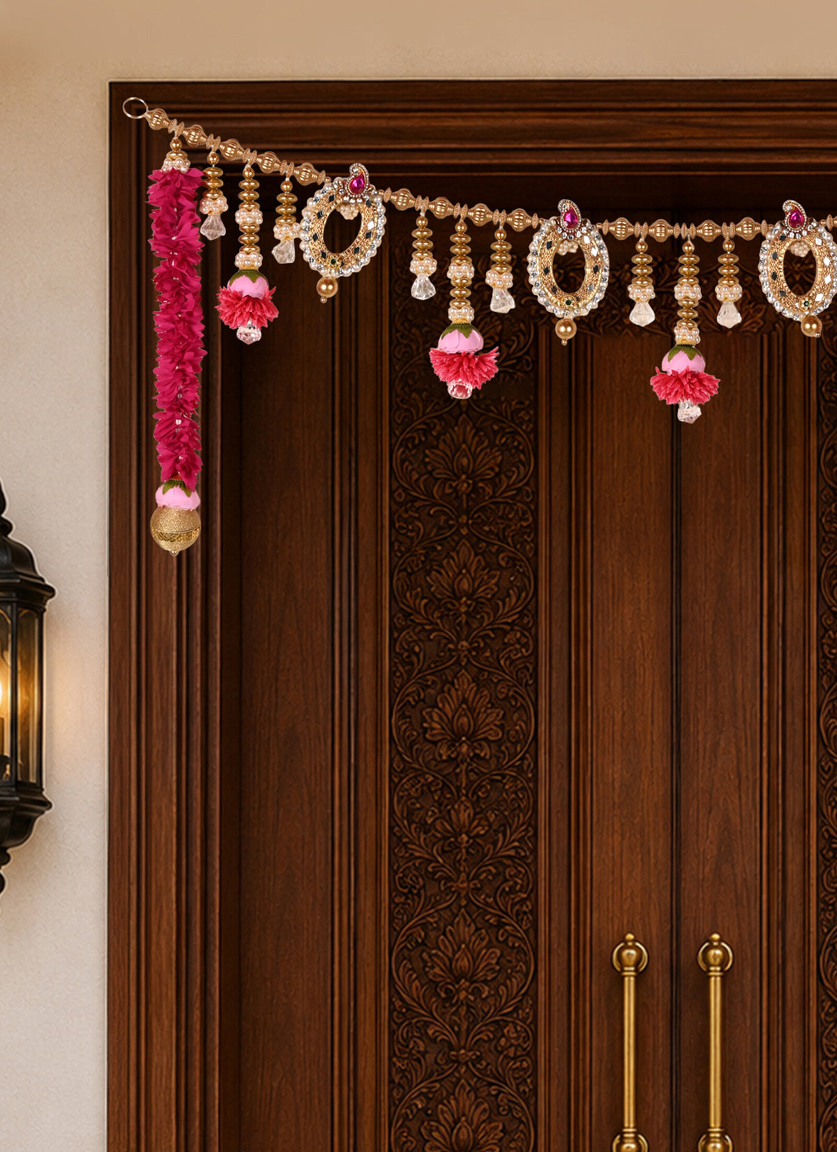 Madhoor Crystal Flower Magenta Toran 1 Piece