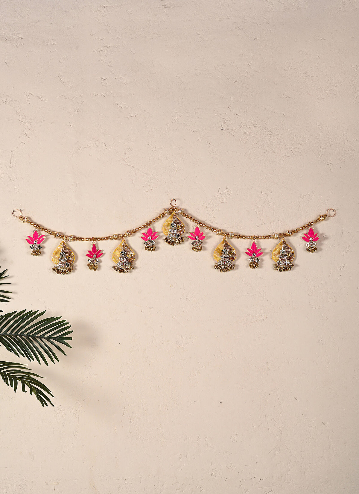 Madhoor Lotus Leaf Toran Pink Green 1 Piece