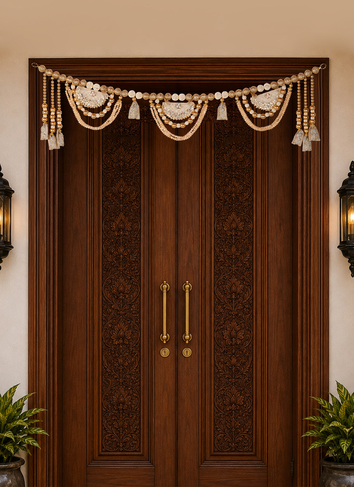 Madhoor Half Moon Toran Gold-Tone Ivory 1 Piece