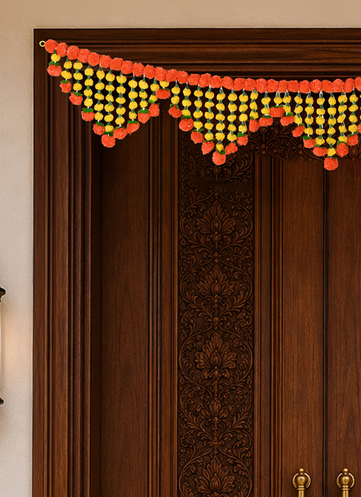Madhoor Floral Toran Yellow Orange 10 Feet