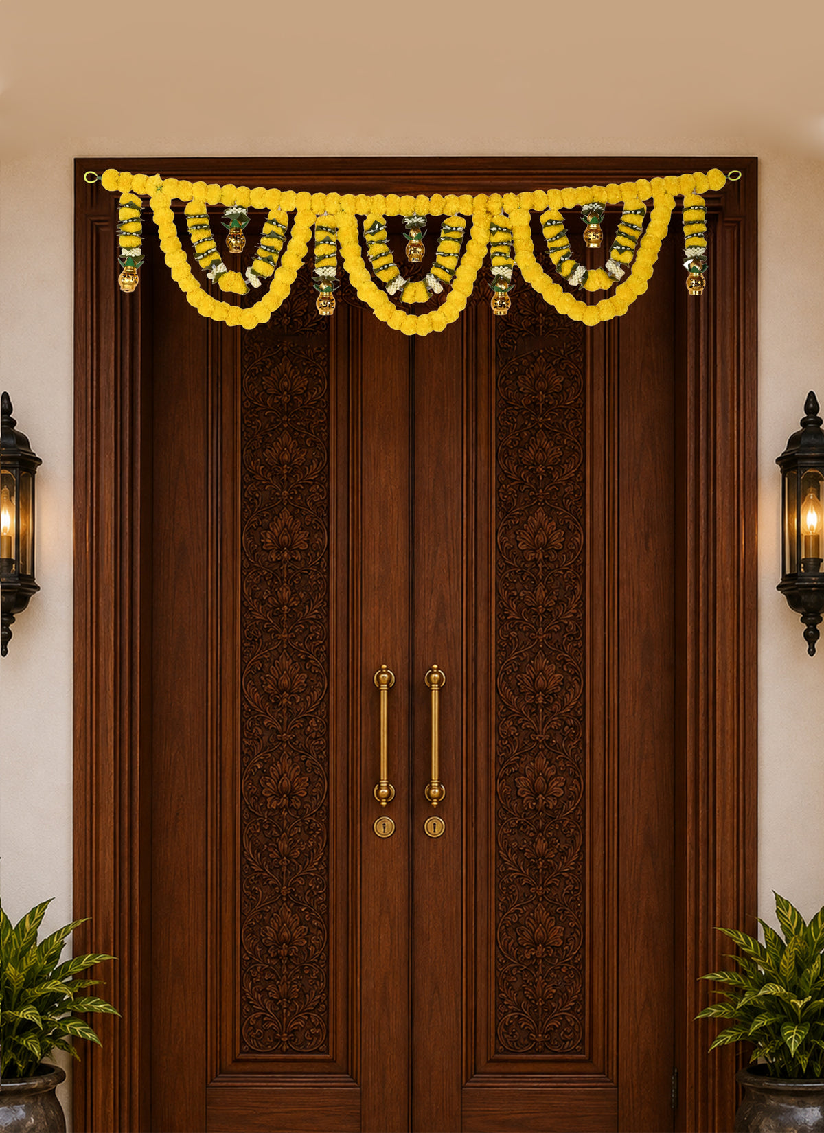 Madhoor Marigold Kalash Toran Yellow 42 Inches 1 Piece