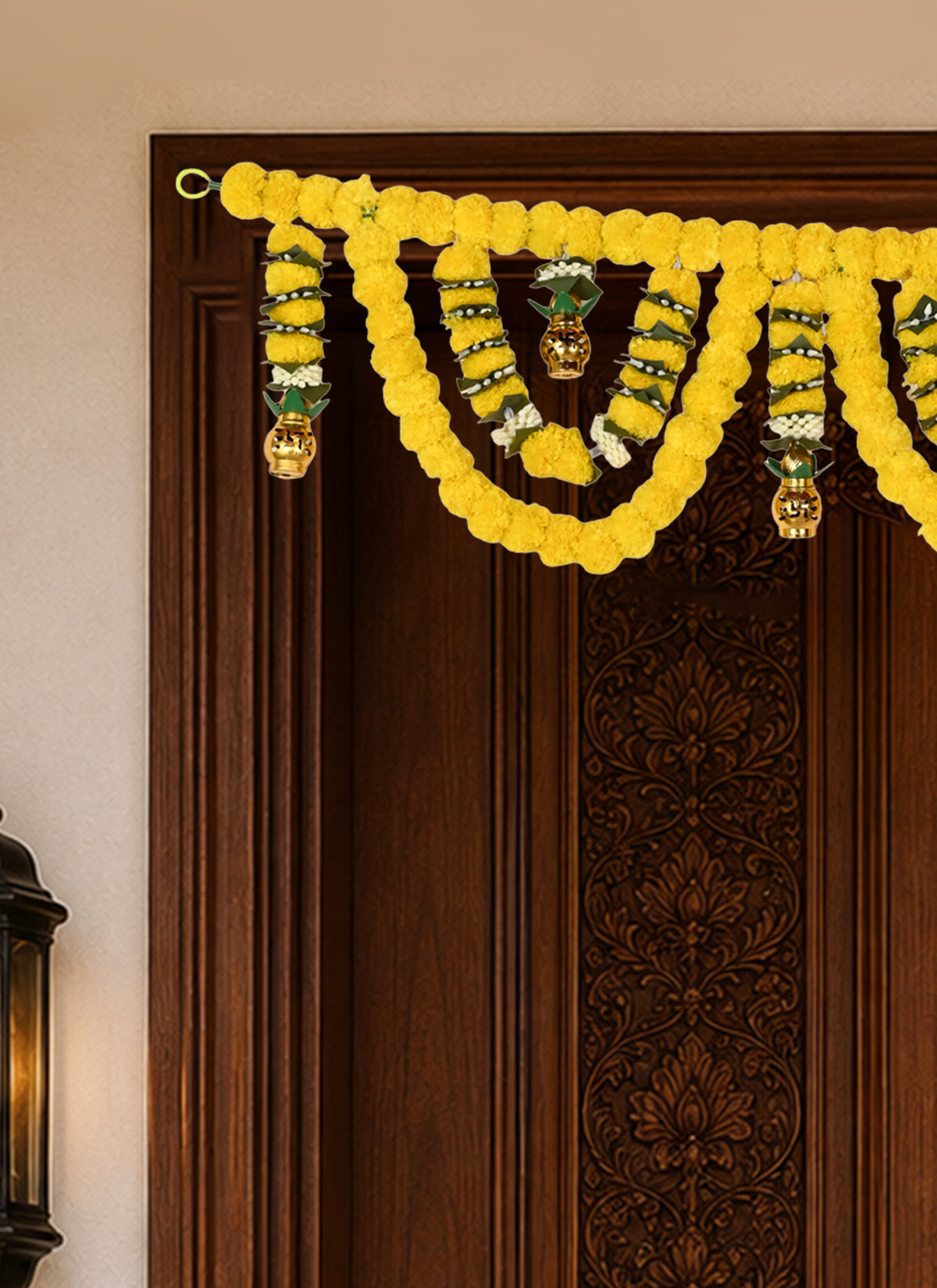 Madhoor Marigold Kalash Toran Yellow 42 Inches 1 Piece