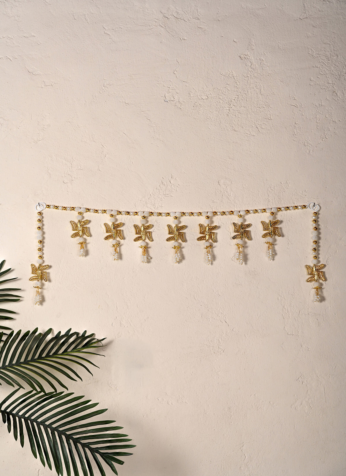 Madhoor Pearl Swastik Mandir Toran Gold-Tone 18 Inches