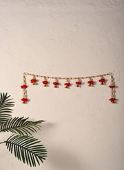 Madhoor Pearl Strand Mandir Toran Gold-Tone Red 20 Inches