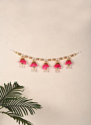 Madhoor Jhumka Mandir Toran Gold-Tone Rani Pink 20 Inches
