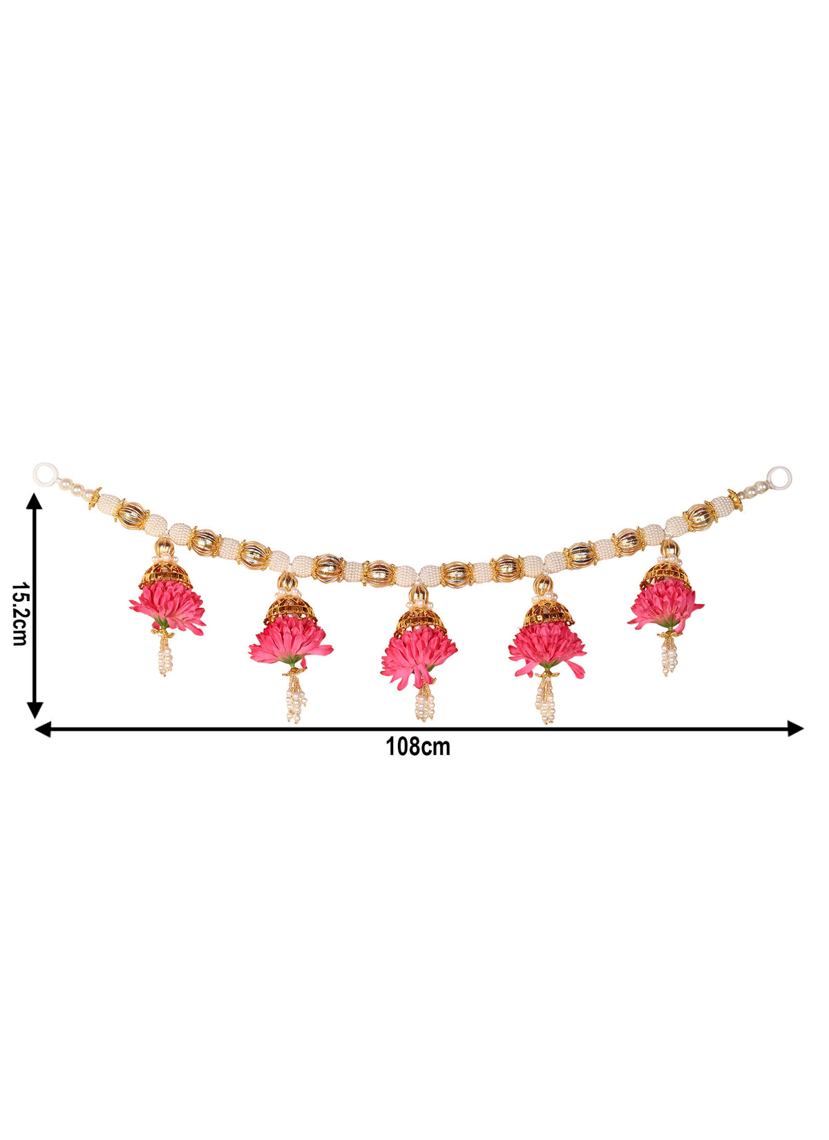 Madhoor Jhumka Mandir Toran Gold-Tone Rani Pink 20 Inches