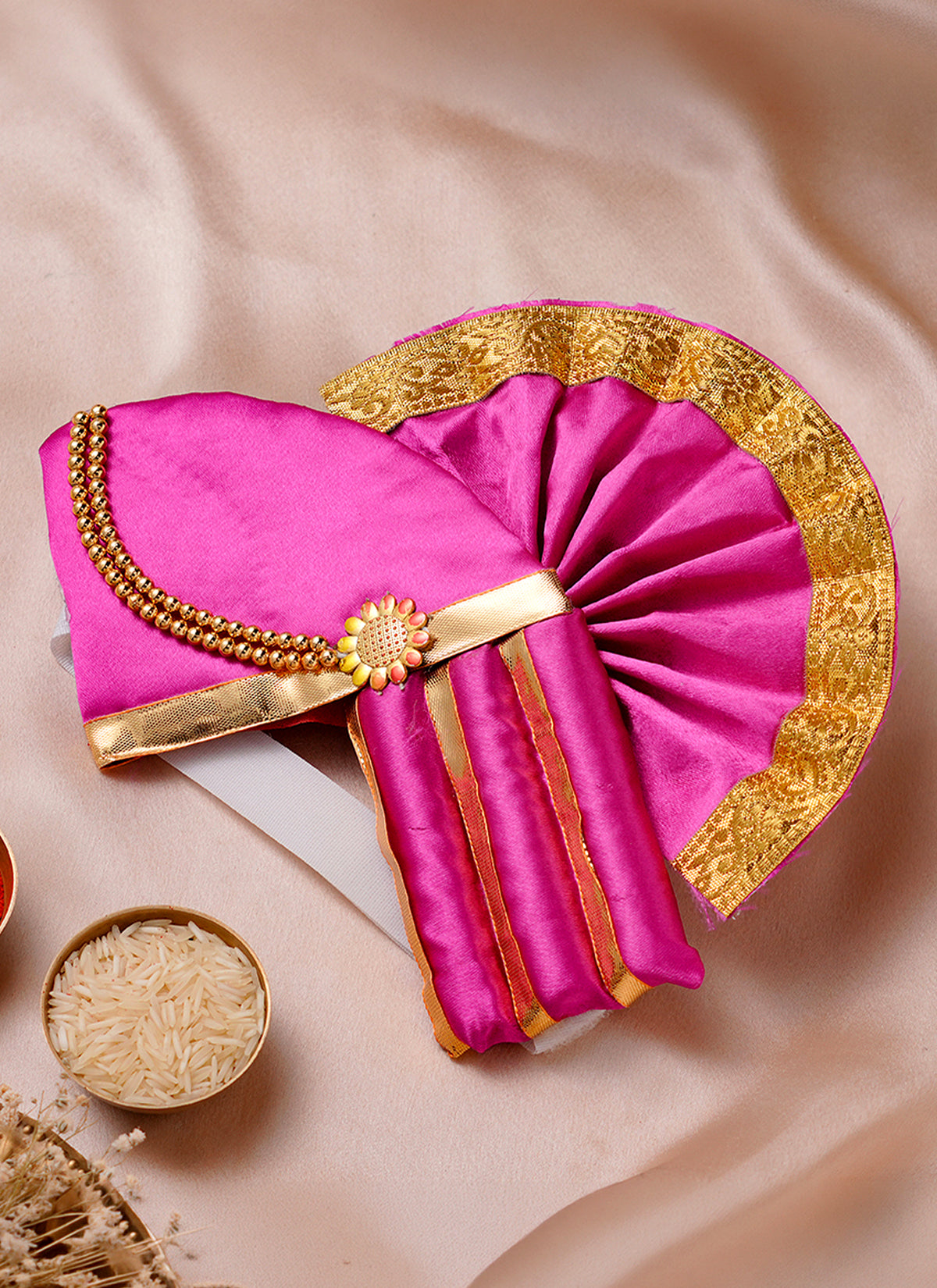 Madhoor Laddu Gopal Deity Idol Mukut Pink Gold-Tone 6 Inches 1 Piece