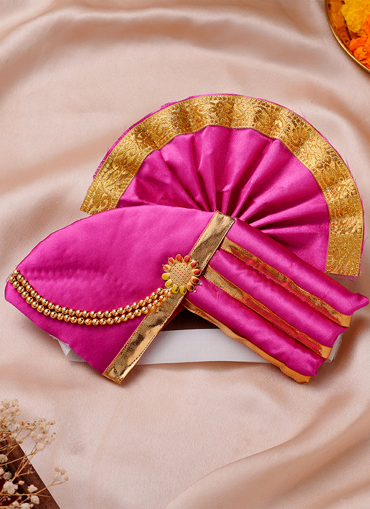 Madhoor Laddu Gopal Deity Idol Mukut Pink Gold-Tone 6 Inches 1 Piece