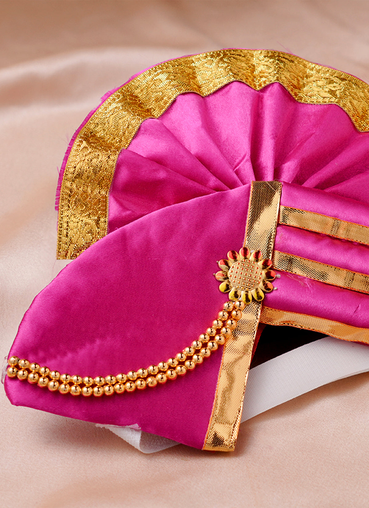 Madhoor Laddu Gopal Deity Idol Mukut Pink Gold-Tone 6 Inches 1 Piece