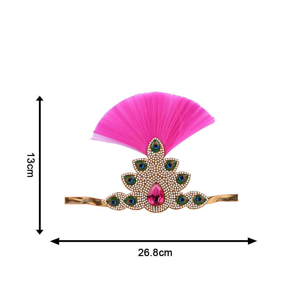 Madhoor Kalangi Feather Deity Idol Mukut Gold-Tone Pink 4 Inches 1 Piece